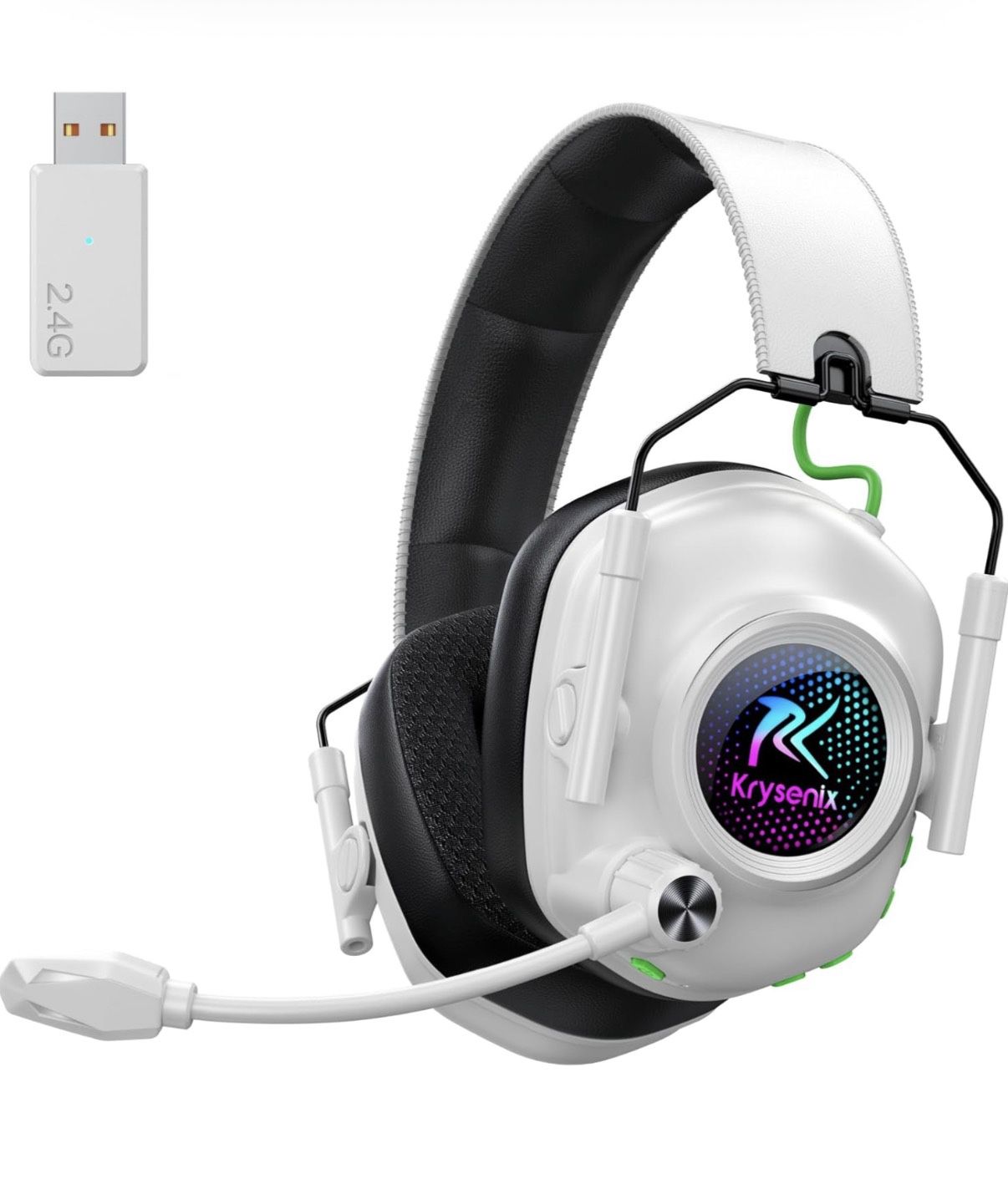 Wireless Gaming Headset with Noise Canceling Microphone for PC, PS5, PS4, Switch, Mac, 2.4 GHz Wireless & Bluetooth 5.4 Gaming Headphones, Cool RGB Li
