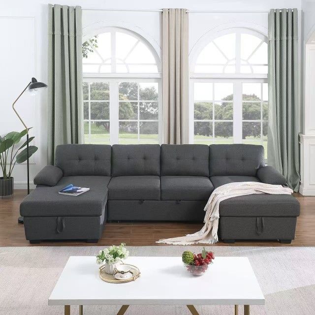 BRAND NEW U SHAPED SECTIONAL SLEEPER COUCH SET