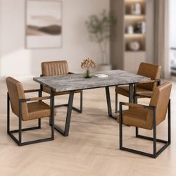 Brand New Modern Dining Table With 4 Faux Leather Chairs 