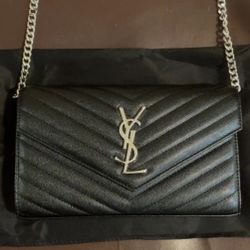YSL bag black silver