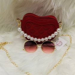 Heart Crossbody Bag And Sunglass For Girl 