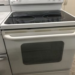 5 Burner White Glass Top Stove 