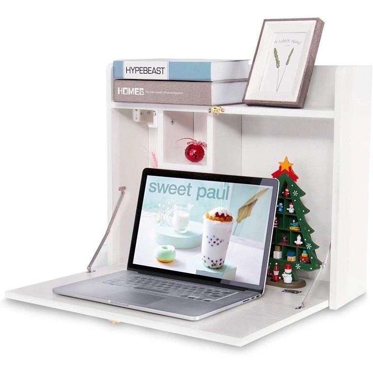 New Wall Mounted Fold Down Space Saving Desk Table White