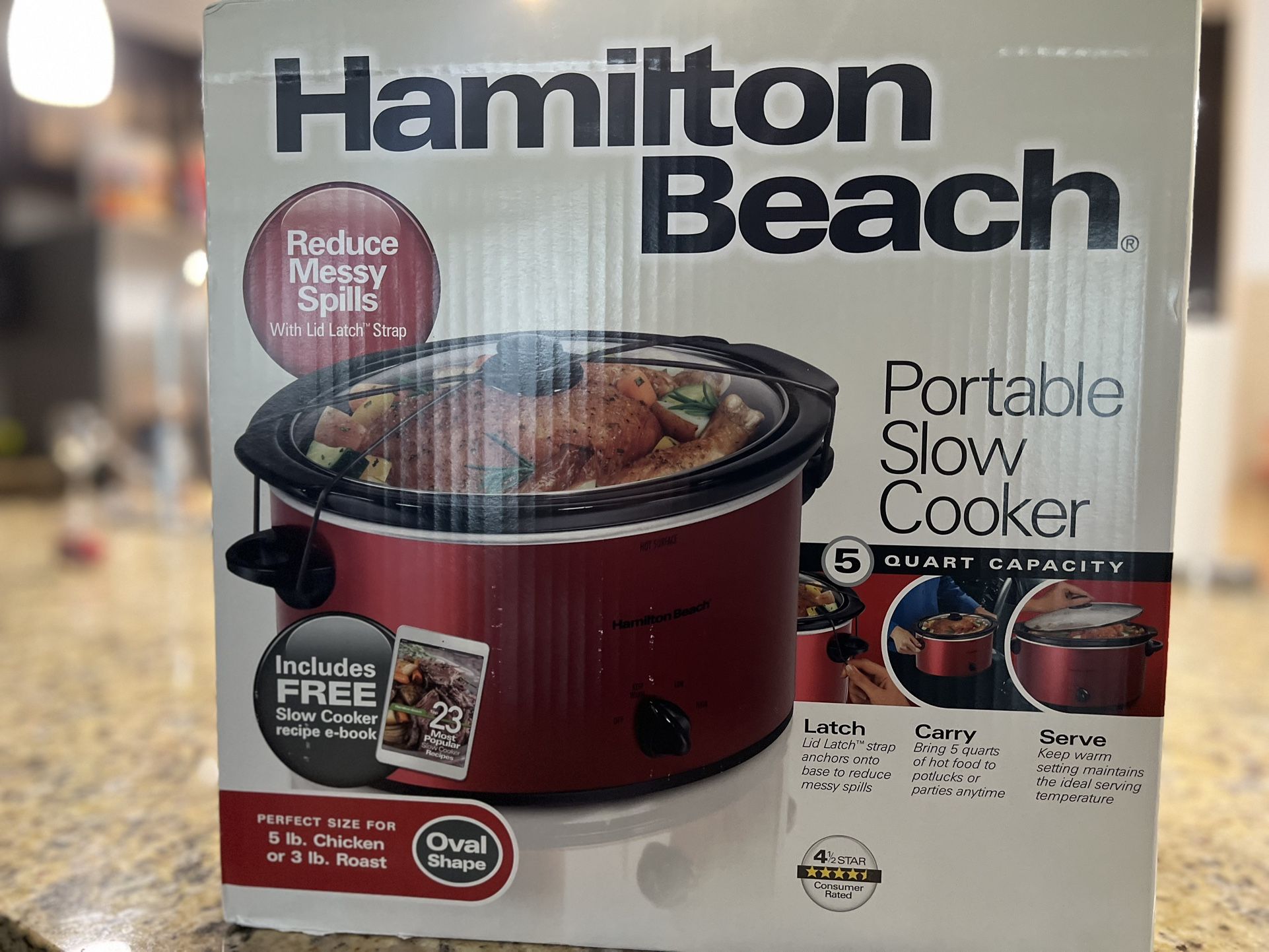 Portable Slow Cooker 5 QUART CAPACITY W/ Free Recipe Ebook