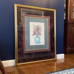 Framed Watercolor Floral Art by Bev Morfeld – 34” x 28”