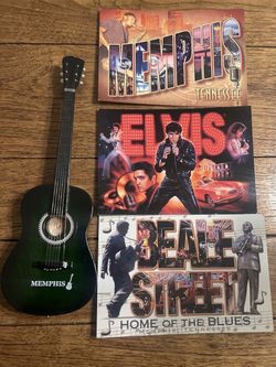 Memphis Souvenir Mini Guitar and Postcards Set