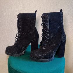 Black Rhinestone Boots 