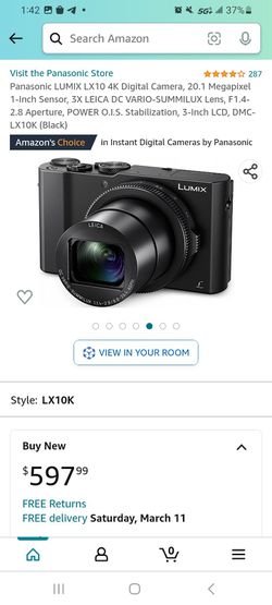  Panasonic LUMIX LX10 4K Digital Camera, 20.1 Megapixel 1-Inch  Sensor, 3X LEICA DC VARIO-SUMMILUX Lens, F1.4-2.8 Aperture, POWER O.I.S.  Stabilization, 3-Inch LCD, DMC-LX10K (Black) : Electronics