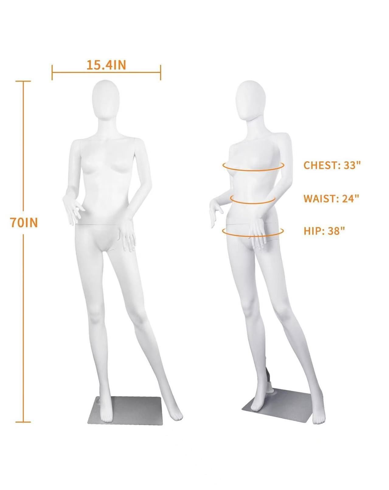 🥨Female Mannequin Dress Form Faceless 70 Inches Adjustable Mannequins Dress Model Full Body Plastic Detachable Mannequins Stand Display Mannequin