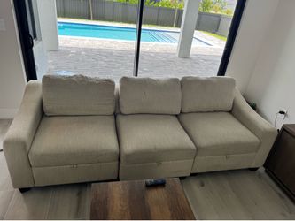 Non-Reclining Couch with Ottoman and storage
