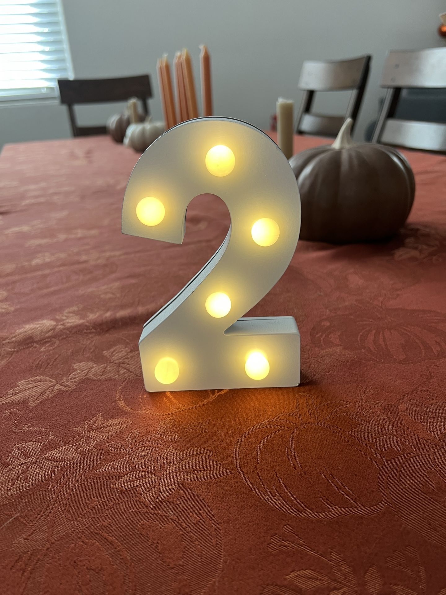 2 White Wood Light Up Number Sign