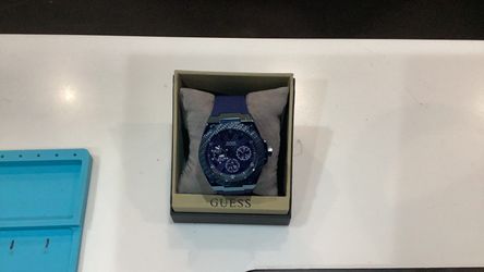 GUESS Watch Legacy Blue Dial Blue Rubber Strap Watch For Men - W1049G7