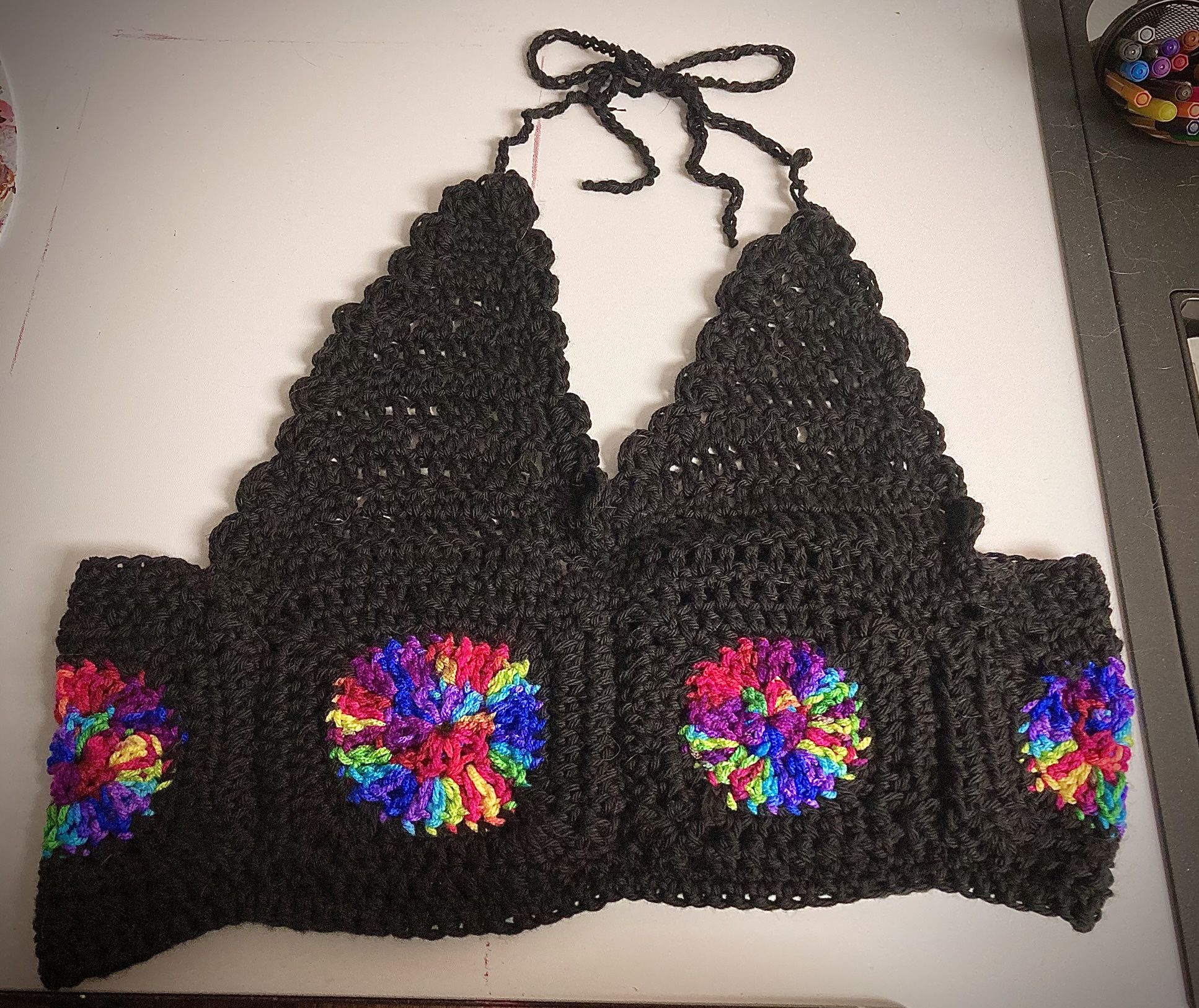 Black/Rainbow Crochet Halter