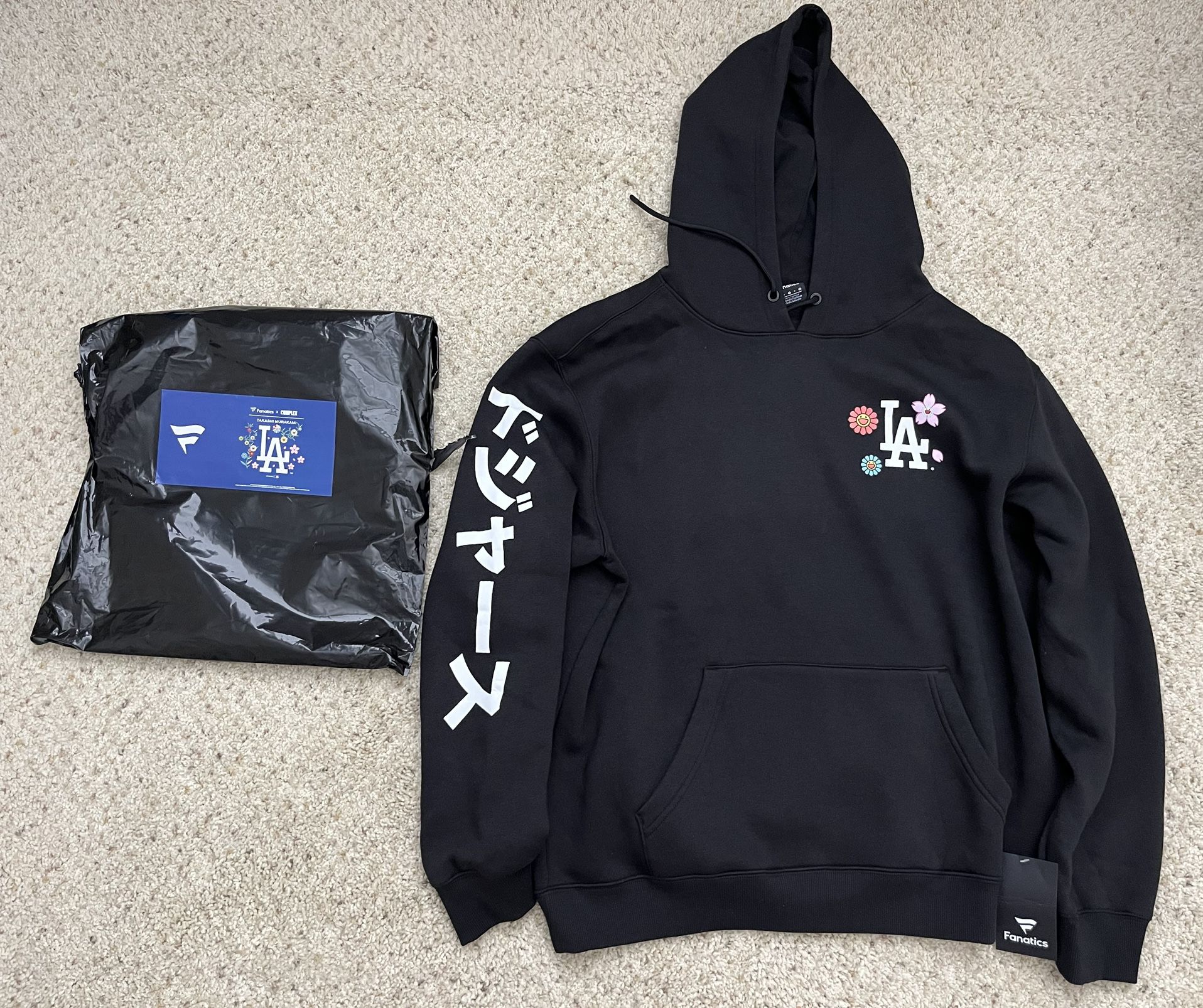 Authentic Takashi Murakami Dodgers Sweatshirt Large Black Hoodie Brand New Fanatics