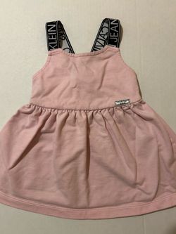 Girls' Calvin Klein pink logo dress with straps, size 24 months