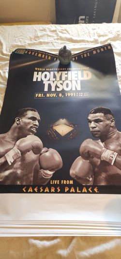 ORIGINAL VINTAGE 1991 MIKE TYSON VS. EVANDER HOLYFIELD BOXING FIGHT POSTER. 26 X 40 INCHES