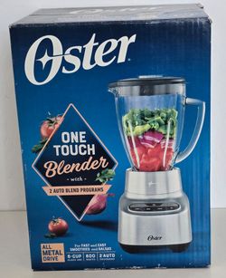 Oster One Touch Blender 6-cup Glass Jar 800W Stainless Steel W/2 Auto Programs