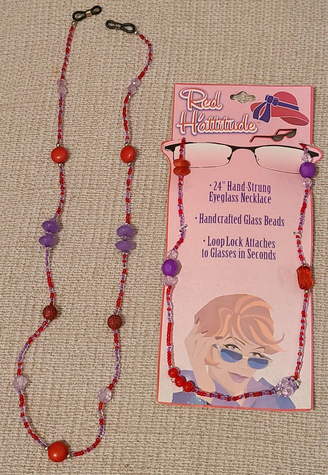 Eyeglass Holder Necklaces Red Hattitude Beads
