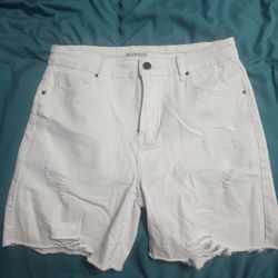 White Denim Distressed Shorts