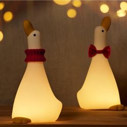 Cute Duck Silicone Night Light - 3 Level Dimmable LED Night Light, Rechargeable Squishy Nursery Lamp for Breastfeeding, Toddler, Room Decor, 2 Pack