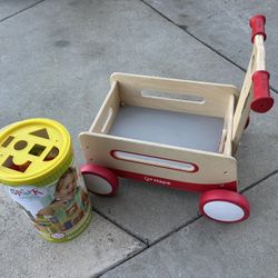 Wooden Wagon And Wooden Blocks 
