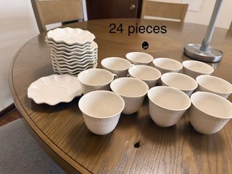 White Ceramic Tea Cup and Saucer Set – 24 Pieces