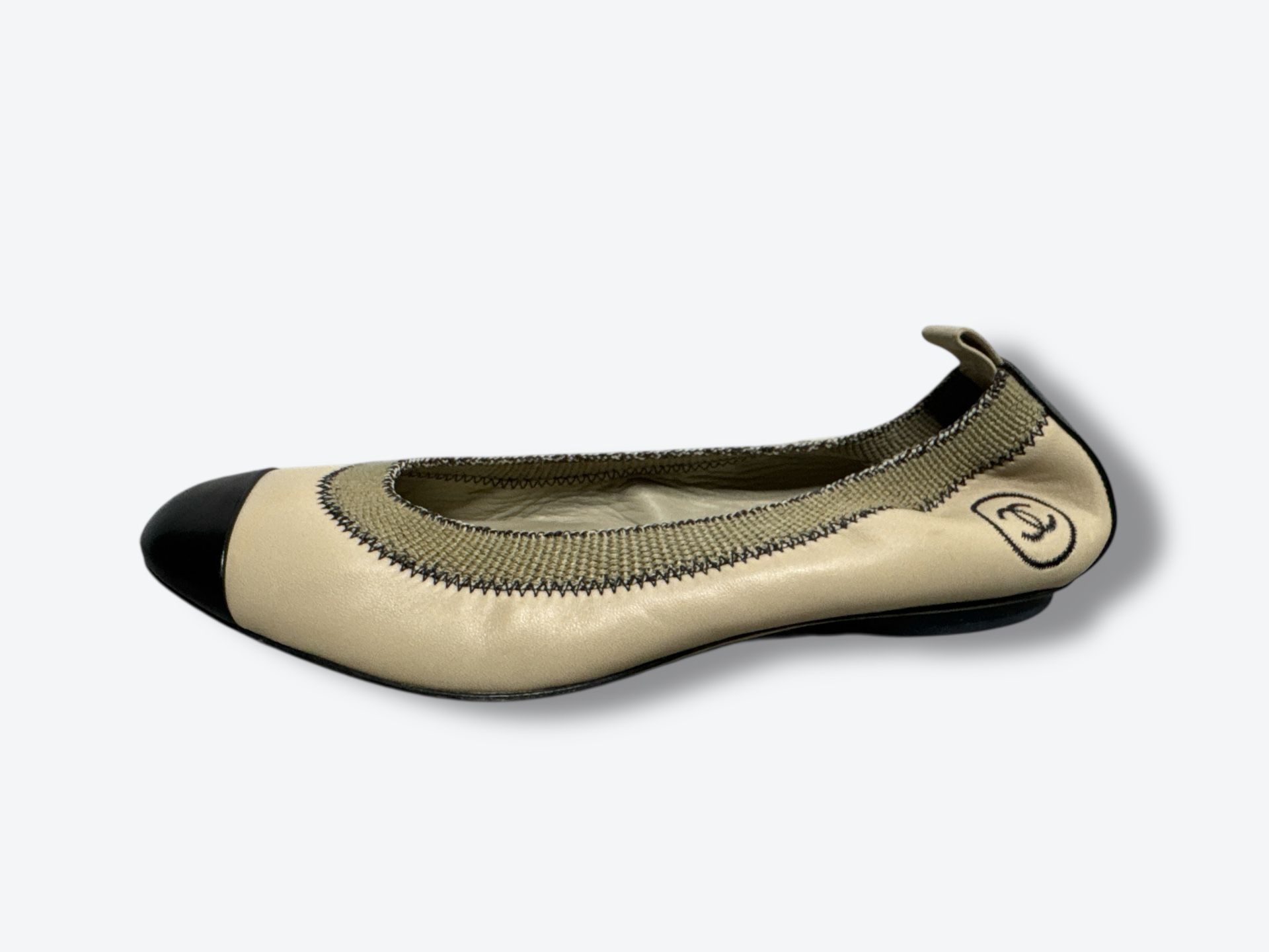 Y2K Chanel Cambon elastic ballerina flats (37.5) D G26642