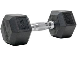  20 lb Rubber Hex Dumbbell, Single