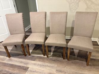 Set of 4 Upholstered High-Back Dining Room Chairs