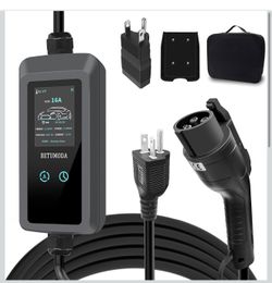 Cargador EV de nivel 1 y 2 actualizado 2026, 110 V a 240 V, corriente y temporizador ajustables de 8-16 amperios, enchufe NEMA 5-15 y 6-20, cable de c