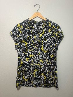 Alfani Abstract Print Short Sleeve Blouse XL