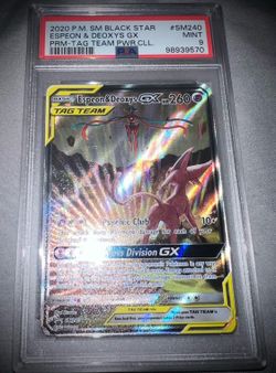 Espeon and Deoxys Tag Team GX SM240 Black Star Promo PSA 9