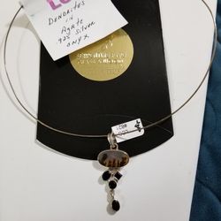 Dendrites and Onyx Sterling Silver Pendant