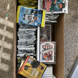 Small Box Of Open Packs & Loose Baseball & Football Card