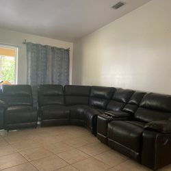 Leather Black Sectional Couch