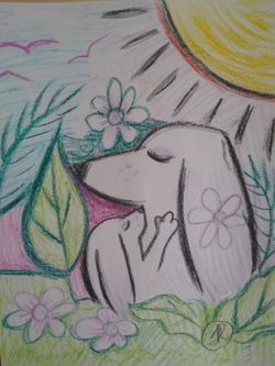 Doodle abstract, oil pastels mixed media hand drawn original art