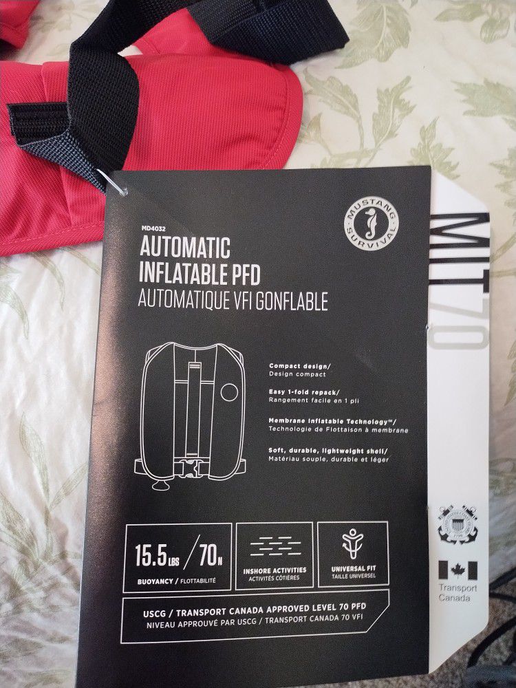 4 New MUSTANG SURVIVAL M.I.T 70 Auto Inflatable PFD