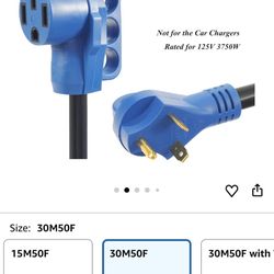 50 Amp RV Cord to 30 Amp Power Outlet - 50 Amp Female to 30 Amp Male RV Electrical Adapter, NEMA TT-30P to 14-50R Dog Bone Power Adapter, Rated for 12