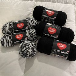 6 Skeins Red Heart Super Saver Worsted Yarn NEW!!