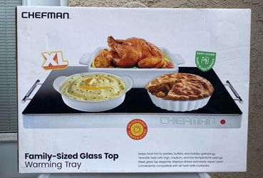 Chefman XL Family Size Electric Food Warming Tray 21 x 16 Glass Top Buffet Warmer