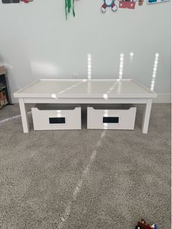 Pottery Barn Kids Carolina White Grow-With-You Activity Table and Cartsh