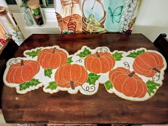 Beautiful beaded Pumpkin Table Runner from At Home