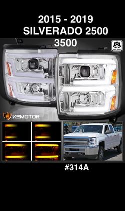 2015 To 2019 Chevrolet Silverado 2500HD / 3500HD Switchback Sequential LED Turn Signal Projector Headlights