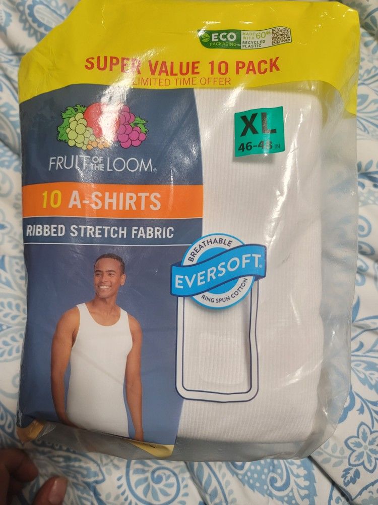 10 Pack White Eversoft Cotton Tanks Xl