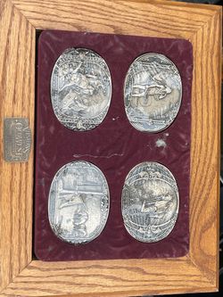 Visions of the Old West Buckle Brass Set Vtg 70s Award Design Medal PER