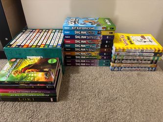 Books Bundle (Dog Man, Diary of a Wimpy Kid, Marvel)