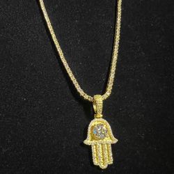 Gold Hamsa 2mm16inch Diamond Tennis Chain/ Pendant Bundle Deal💎✨