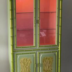 1960s HENRY LINK BALI BAMBOO CABINET 79”x38”x17”