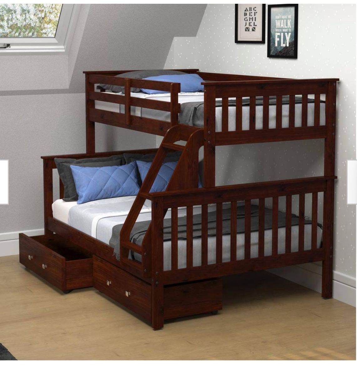 Donco Twin Over Full Bed - Walnut
