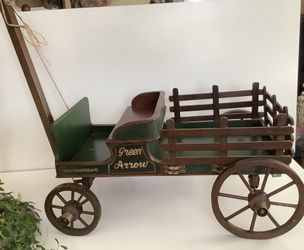 Wooden Farm Wagon Decor “Green Arrow” Rustic Cart 26”
